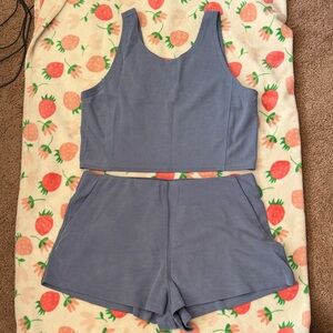 Blue Ribbed Tank and Shorts Set lululemon athletica